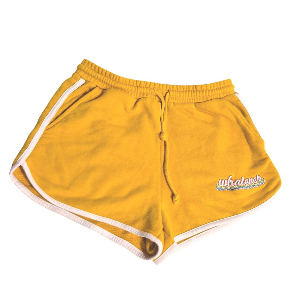 Forever 21 Whatever Rainbow Embroidered Mustard Dolphin Shorts Yellow Small